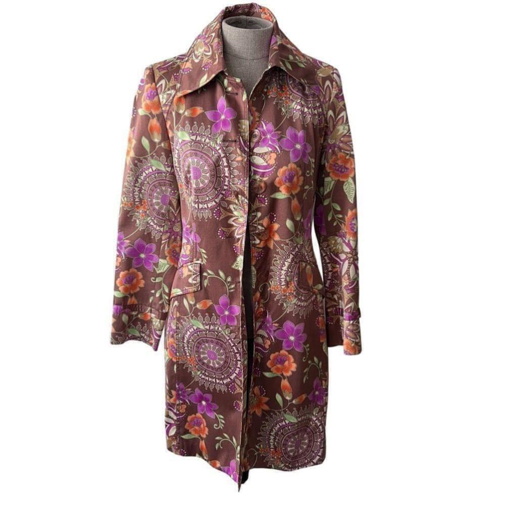 Bianca Nygard Pastel Floral Satin Long Blazer Overcoat